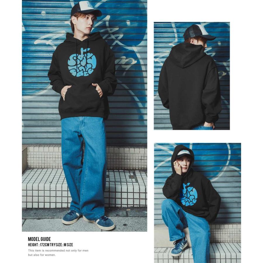 パーカー メンズ レディース メンズ レディース ビッグシルエット タイポアップル 裏毛 リンゴロゴ ビッグシルエット ストリート系 オーバーサイズ 古着MIX 韓国 | improves | 22