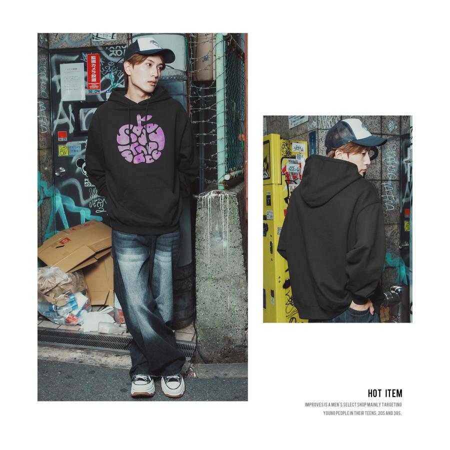 パーカー メンズ レディース メンズ レディース ビッグシルエット タイポアップル 裏毛 リンゴロゴ ビッグシルエット ストリート系 オーバーサイズ 古着MIX 韓国 | improves | 10