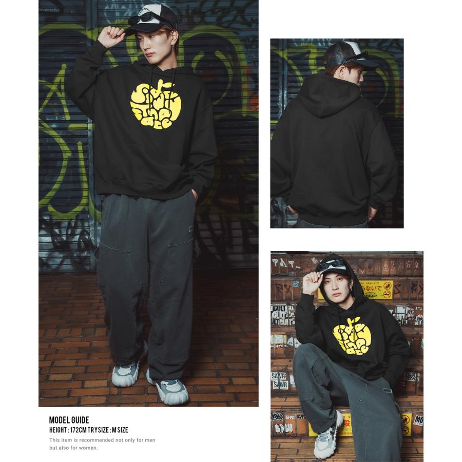 パーカー メンズ レディース メンズ レディース ビッグシルエット タイポアップル 裏毛 リンゴロゴ ビッグシルエット ストリート系 オーバーサイズ 古着MIX 韓国 | improves | 12