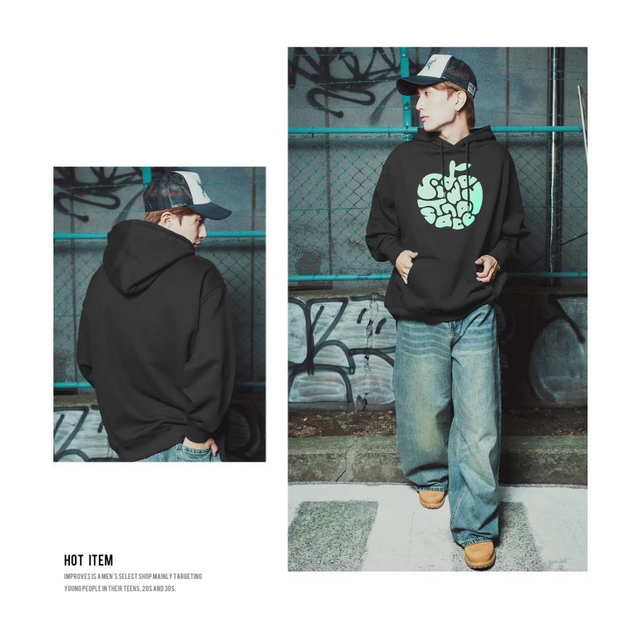 パーカー メンズ レディース メンズ レディース ビッグシルエット タイポアップル 裏毛 リンゴロゴ ビッグシルエット ストリート系 オーバーサイズ 古着MIX 韓国 | improves | 16