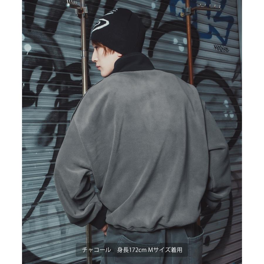 フリースプルオーバー メンズ レディース ハーフジップ トラックジャケット 長袖 シリコンワッペン オーバーサイズ ビッグシルエット ゆったり | improves | 14