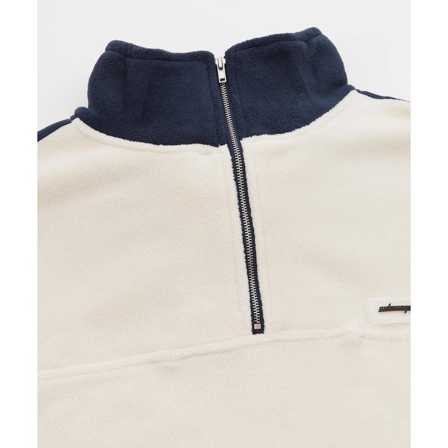 フリースプルオーバー メンズ レディース ハーフジップ トラックジャケット 長袖 シリコンワッペン オーバーサイズ ビッグシルエット ゆったり | improves | 18