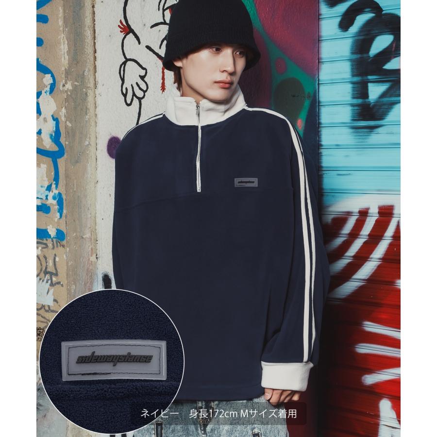 フリースプルオーバー メンズ レディース ハーフジップ トラックジャケット 長袖 シリコンワッペン オーバーサイズ ビッグシルエット ゆったり | improves | 08