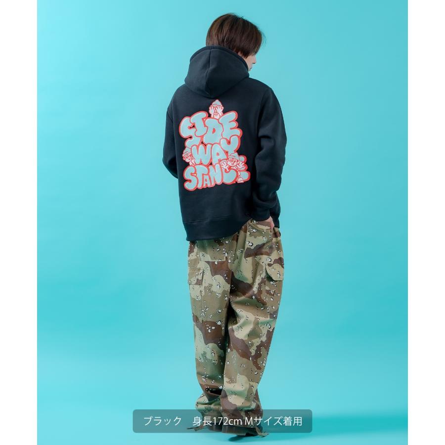 プルオーバーパーカー メンズ 裏起毛 フーディー バックプリント キャラクター ロゴ SIDEWAY STANCE オーバーサイズ ストリート ビッグシルエット | improves | 07