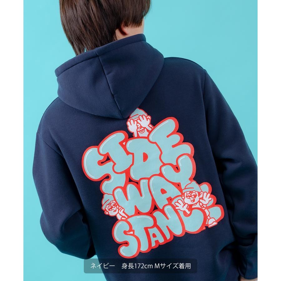 プルオーバーパーカー メンズ 裏起毛 フーディー バックプリント キャラクター ロゴ SIDEWAY STANCE オーバーサイズ ストリート ビッグシルエット | improves | 08