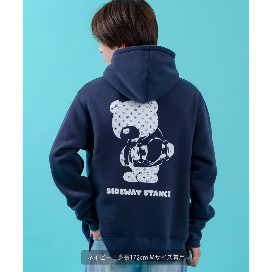 プルオーバーパーカー メンズ レディース 裏起毛 モノグラム ダウナーベア SIDEWAY STANCE スケーター ストリート ビッグシルエット プリント フーディー | improves | 13