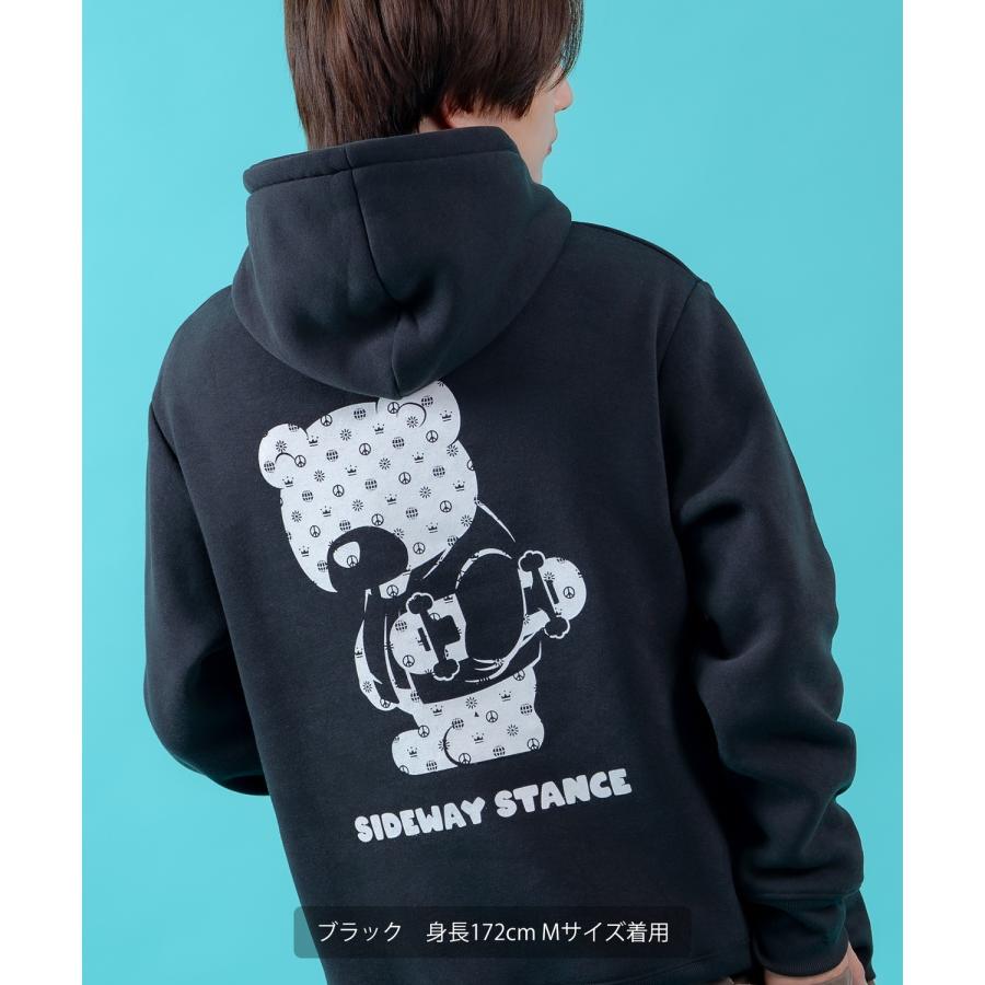 プルオーバーパーカー メンズ レディース 裏起毛 モノグラム ダウナーベア SIDEWAY STANCE スケーター ストリート ビッグシルエット プリント フーディー | improves | 04