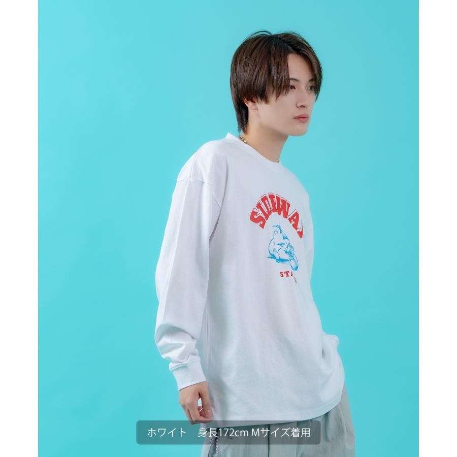 長袖Tシャツ ロンT メンズ レディース サイドウェイスタンス ビッグシルエット オーバーサイズ ストリート ダウナーベア カレッジロゴ アメカジ | improves | 05