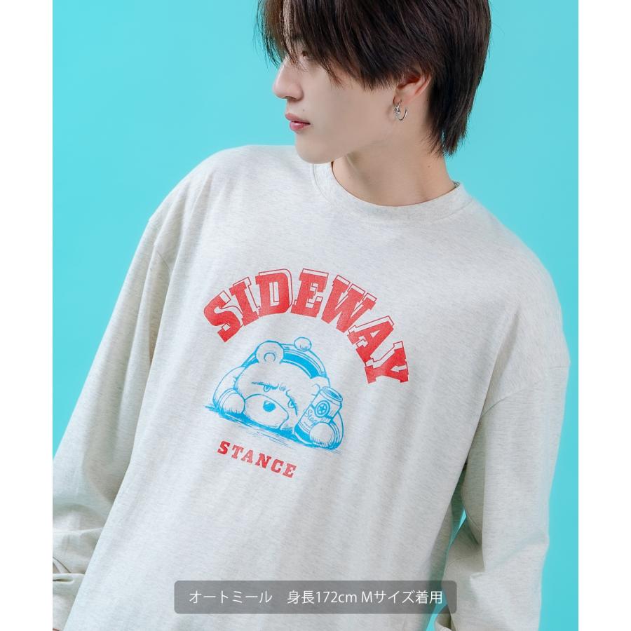 長袖Tシャツ ロンT メンズ レディース サイドウェイスタンス ビッグシルエット オーバーサイズ ストリート ダウナーベア カレッジロゴ アメカジ | improves | 11