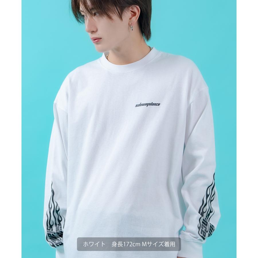 長袖Tシャツ メンズ ロンT フィーチャーアームロゴ長袖Tシャツ 炎 ファイヤーパターン 袖ロゴ SIDEWAY STANCE オーバーサイズ ストリート | improves | 04
