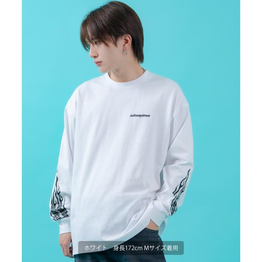 長袖Tシャツ メンズ ロンT フィーチャーアームロゴ長袖Tシャツ 炎 ファイヤーパターン 袖ロゴ SIDEWAY STANCE オーバーサイズ ストリート | improves | 05