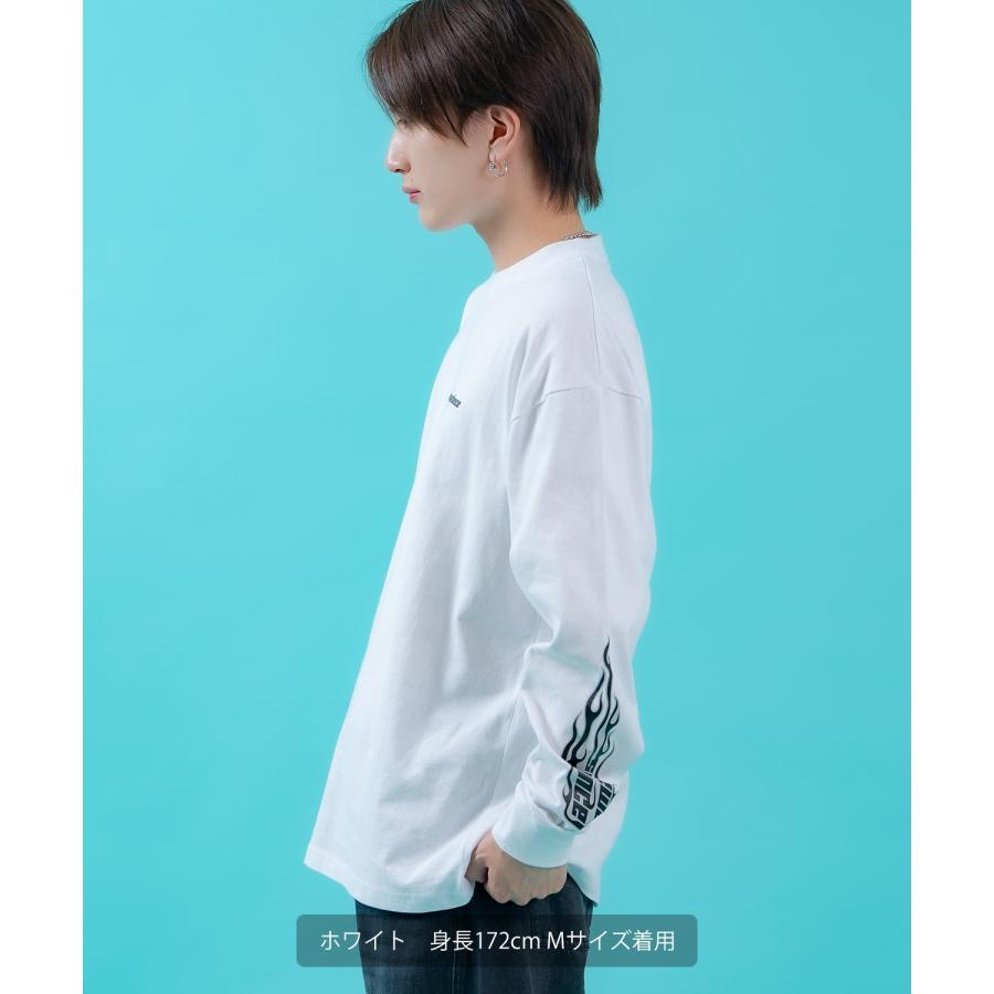 長袖Tシャツ メンズ ロンT フィーチャーアームロゴ長袖Tシャツ 炎 ファイヤーパターン 袖ロゴ SIDEWAY STANCE オーバーサイズ ストリート | improves | 06