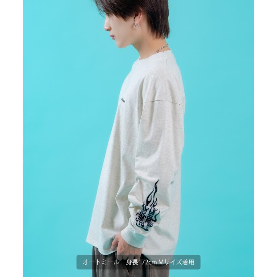 長袖Tシャツ メンズ ロンT フィーチャーアームロゴ長袖Tシャツ 炎 ファイヤーパターン 袖ロゴ SIDEWAY STANCE オーバーサイズ ストリート | improves | 09