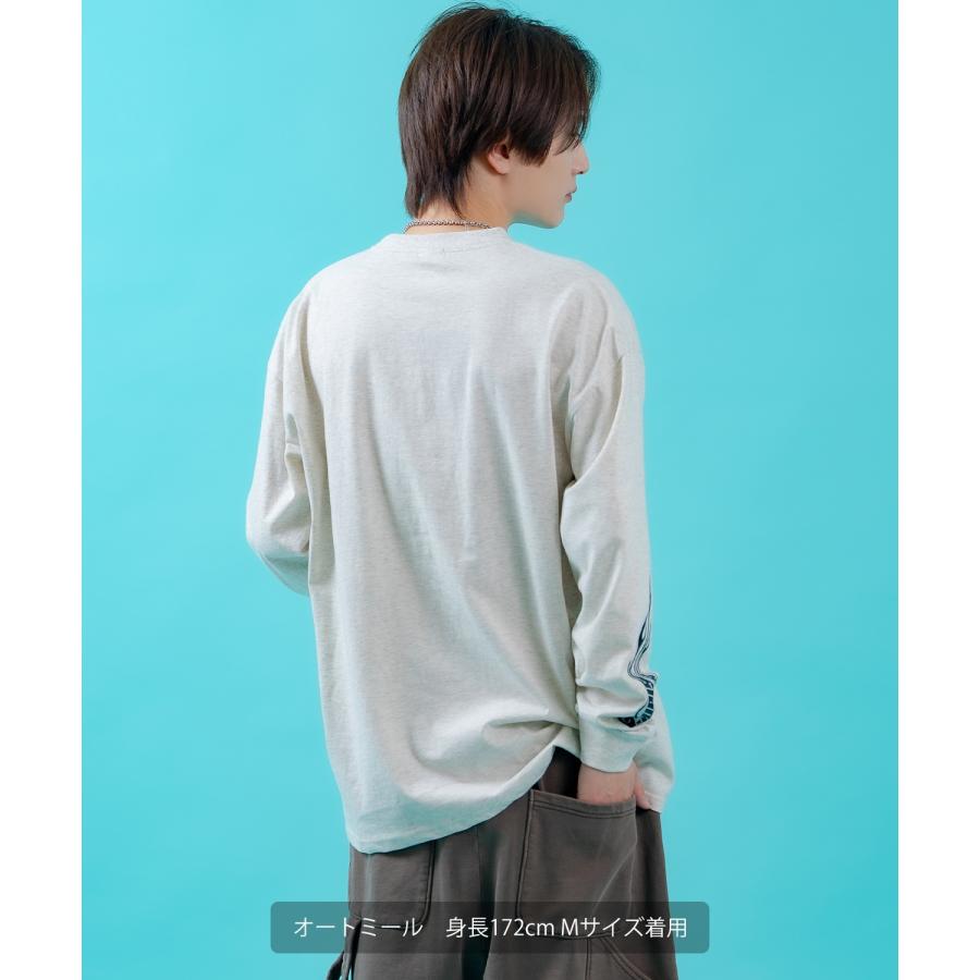 長袖Tシャツ メンズ ロンT フィーチャーアームロゴ長袖Tシャツ 炎 ファイヤーパターン 袖ロゴ SIDEWAY STANCE オーバーサイズ ストリート | improves | 10