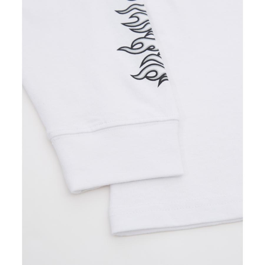 ロンT メンズ レディース 長袖Tシャツ ステッカーロゴ 袖プリント ファイヤーパターン ストリート オーバーサイズ 韓国ファッション | improves | 18