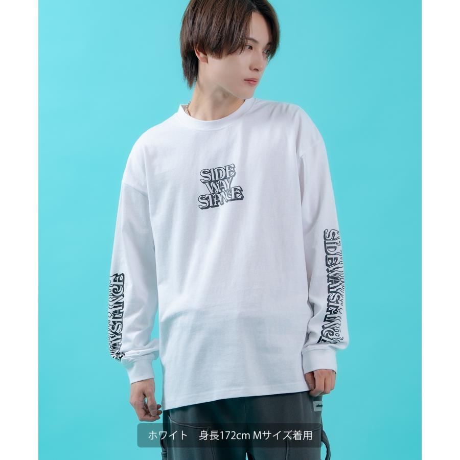 ロンT メンズ レディース 長袖Tシャツ ステッカーロゴ 袖プリント ファイヤーパターン ストリート オーバーサイズ 韓国ファッション | improves | 04