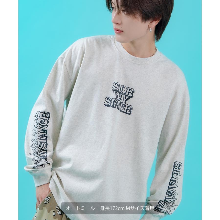 ロンT メンズ レディース 長袖Tシャツ ステッカーロゴ 袖プリント ファイヤーパターン ストリート オーバーサイズ 韓国ファッション | improves | 07