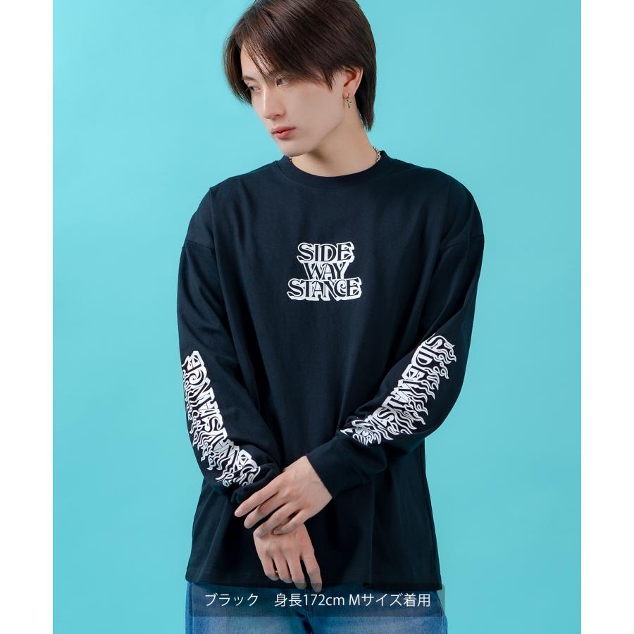 ロンT メンズ レディース 長袖Tシャツ ステッカーロゴ 袖プリント ファイヤーパターン ストリート オーバーサイズ 韓国ファッション | improves | 12