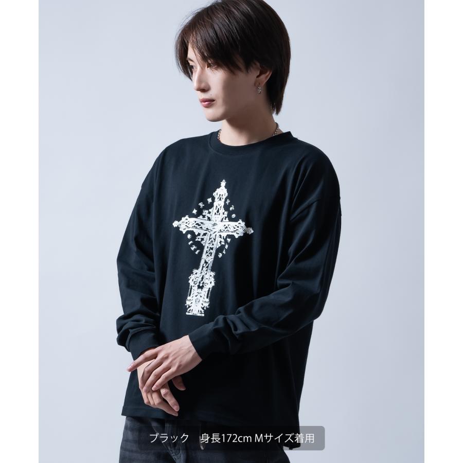 長袖Tシャツ メンズ クロス ロンT 十字架 サイドウェイスタンス SIDEWAY STANCE ビッグシルエット オーバーサイズ ストリート ゴシック 古着MIX | improves | 03