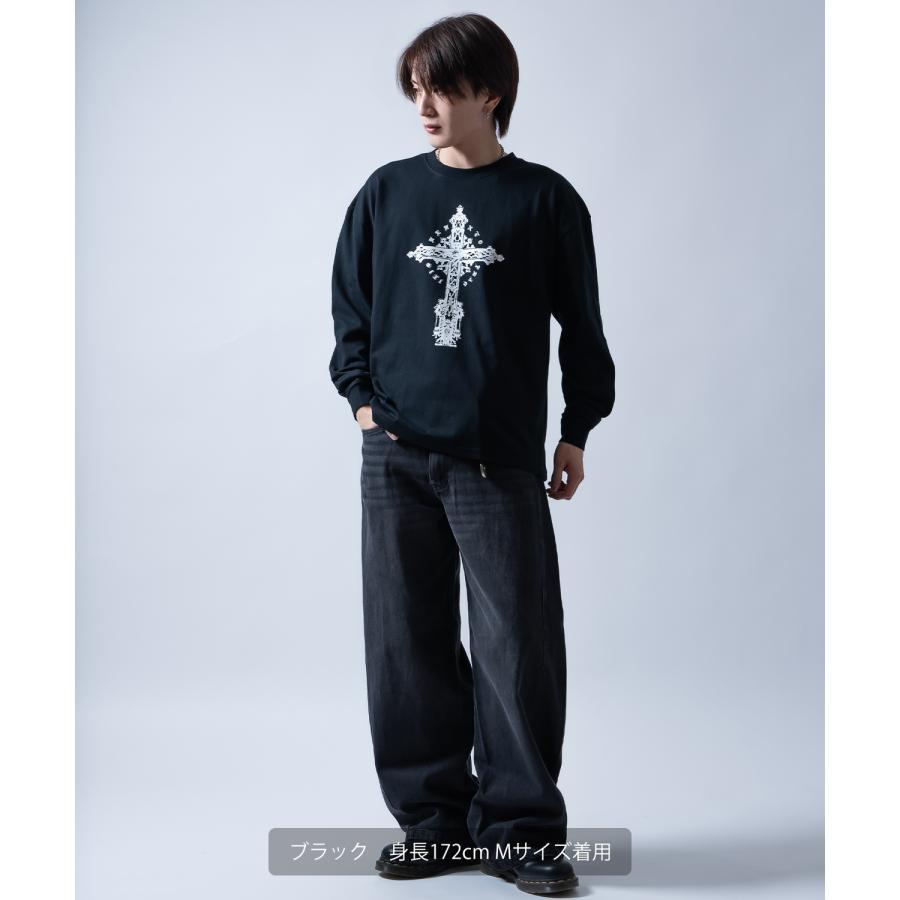 長袖Tシャツ メンズ クロス ロンT 十字架 サイドウェイスタンス SIDEWAY STANCE ビッグシルエット オーバーサイズ ストリート ゴシック 古着MIX | improves | 06