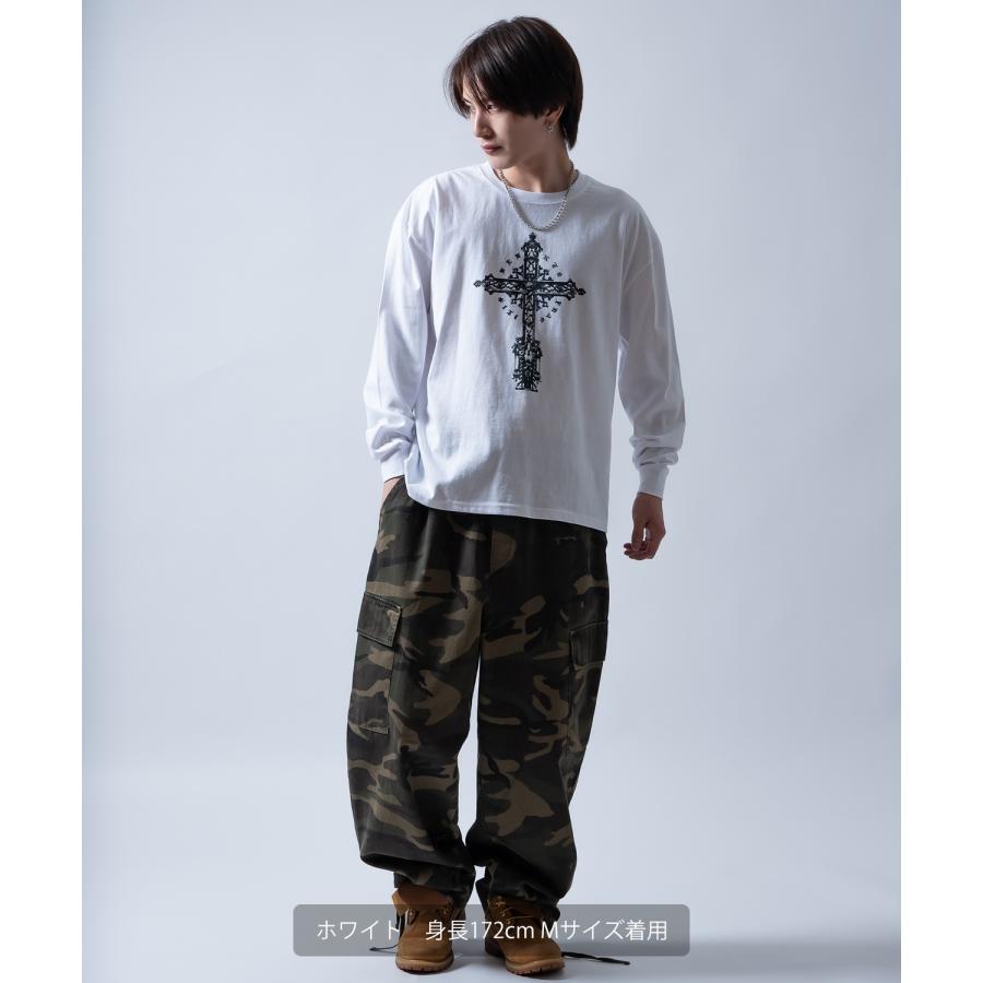 長袖Tシャツ メンズ クロス ロンT 十字架 サイドウェイスタンス SIDEWAY STANCE ビッグシルエット オーバーサイズ ストリート ゴシック 古着MIX | improves | 11