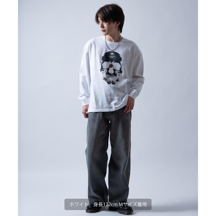長袖Tシャツ メンズ スカル ロンT SIDEWAY STANCE サイドウェイスタンス 骸骨 ドクロ ビッグシルエット ストリート ロック グランジ 古着MIX | improves | 12