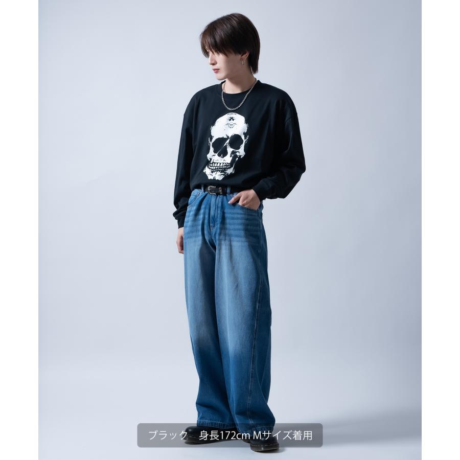 長袖Tシャツ メンズ スカル ロンT SIDEWAY STANCE サイドウェイスタンス 骸骨 ドクロ ビッグシルエット ストリート ロック グランジ 古着MIX | improves | 08