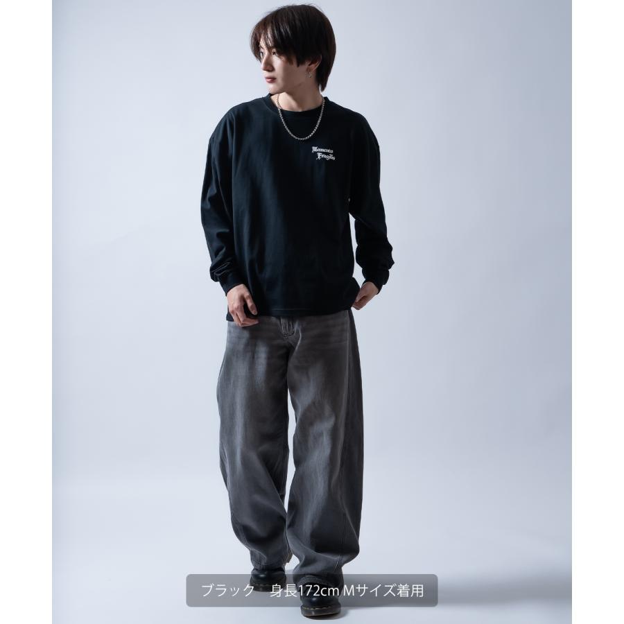 長袖Tシャツ ウイング長袖Tシャツ メンズ レディース ロンT バックプリント 天使 羽 サイドウェイスタンス ストリート オーバーサイズ ビッグT | improves | 06