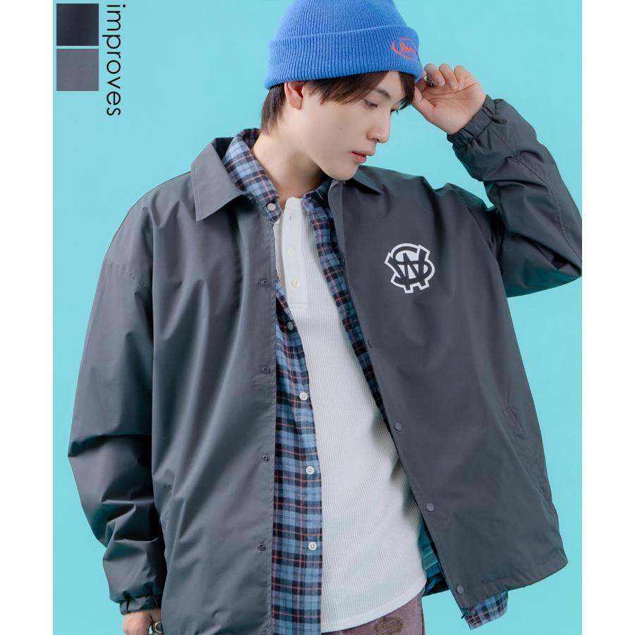 コーチジャケット メンズ SIDEWAY STANCE サイドウェイスタンス ナイロン  アメカジ スケーター ストリート 古着MIX 韓国ファッション ブラック ライトグレー | improves