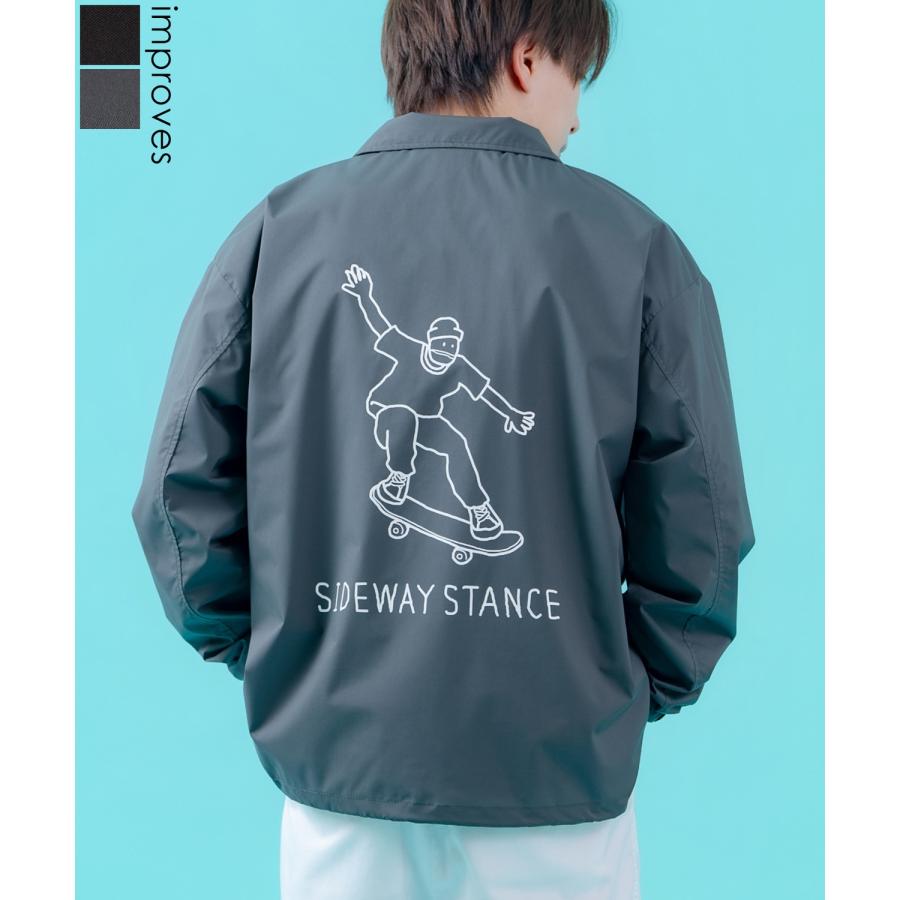 コーチジャケット メンズ SIDEWAY STANCE サイドウェイスタンス ナイロン  アメカジ スケーター ストリート 古着MIX 韓国ファッション ブラック ライトグレー | improves