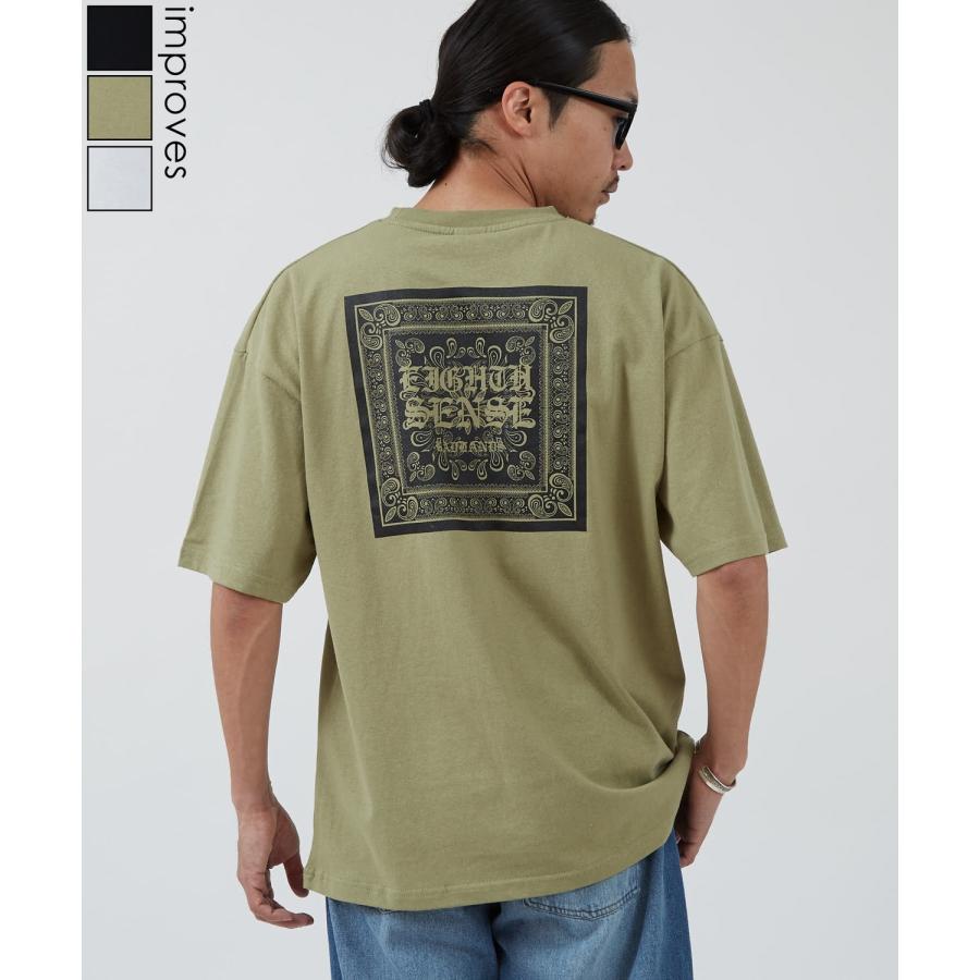 半袖Tシャツ メンズ SIDEWAY STANCE サイドウェイスタンス バンダナTシャツ ペイズリー スクエアロゴ オーバーサイズ ストリート スケーター 韓国ファッション | improves