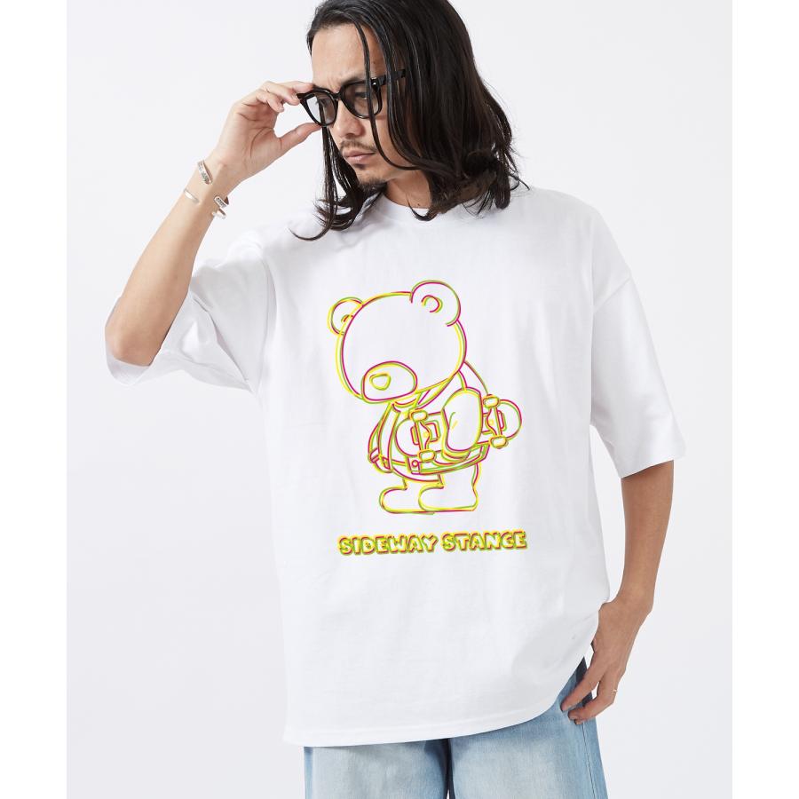 半袖Tシャツ メンズ SIDEWAY STANCE サイドウェイスタンス オリジナルプリント ネオンダウナーベアー 半袖Tシャツ カットソー カジュアル アメカジ ストリート | improves | 03