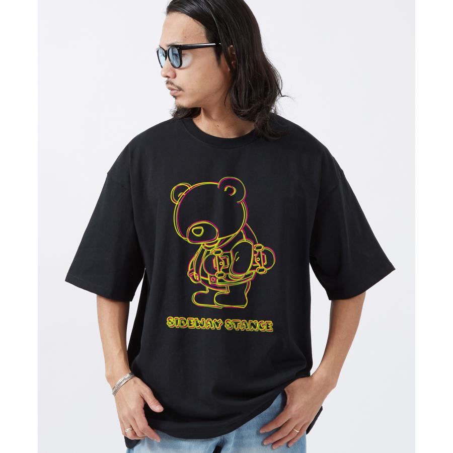半袖Tシャツ メンズ SIDEWAY STANCE サイドウェイスタンス オリジナルプリント ネオンダウナーベアー 半袖Tシャツ カットソー カジュアル アメカジ ストリート | improves | 07