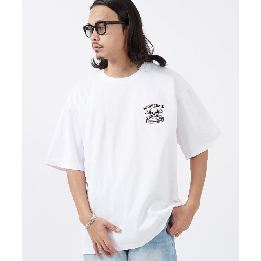 半袖Tシャツ メンズ SIDEWAY STANCE サイドウェイスタンス  ワンポイント ドクロ オリジナルプリント カジュアル アメカジ ストリート ワーク ブラック ホワイト | improves | 03