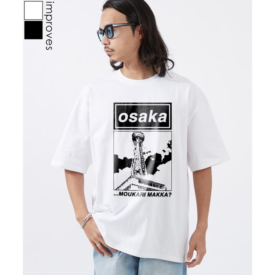 半袖Tシャツ メンズ SIDEWAY STANCE サイドウェイスタンス レトロ オマージュ パロ 大阪 プリント  カジュアル アメカジ ストリート ブラック ホワイト | improves