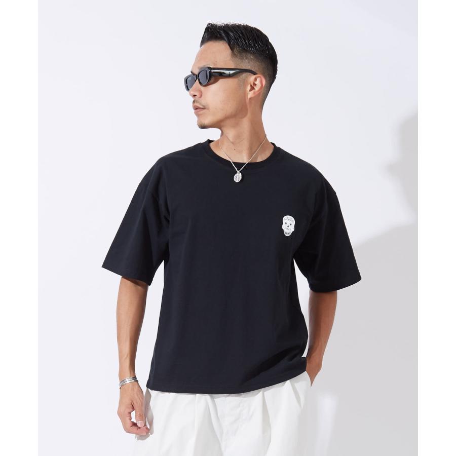 半袖Tシャツ メンズ レディース スカル刺しゅう バックプリント SIDEWAY STANCE オーバーサイズ ストリート | improves | 14