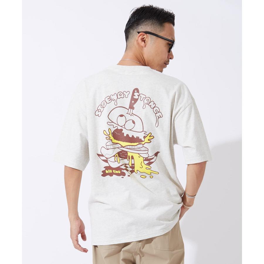 半袖Tシャツ メンズ レディース キルタイム ハンバーガー   ナイフ プリント 綿100 ビッグシルエット SIDEWAY STANCE オーバーサイズ ストリート 古着MIX | improves