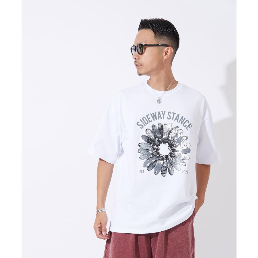 半袖Tシャツ メンズ レディース モノクロフラワー プリント 綿100 ビッグシルエット SIDEWAY STANCE オーバーサイズ ストリート 古着MIX | improves | 12