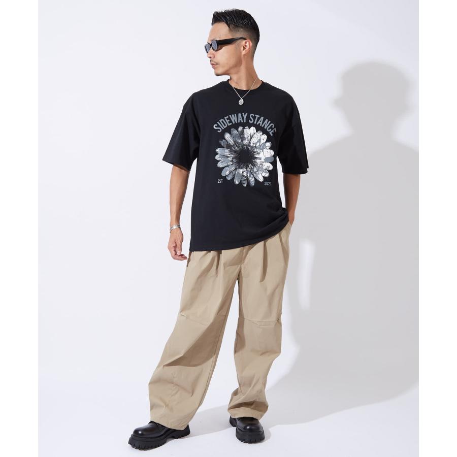 半袖Tシャツ メンズ レディース モノクロフラワー プリント 綿100 ビッグシルエット SIDEWAY STANCE オーバーサイズ ストリート 古着MIX | improves | 06