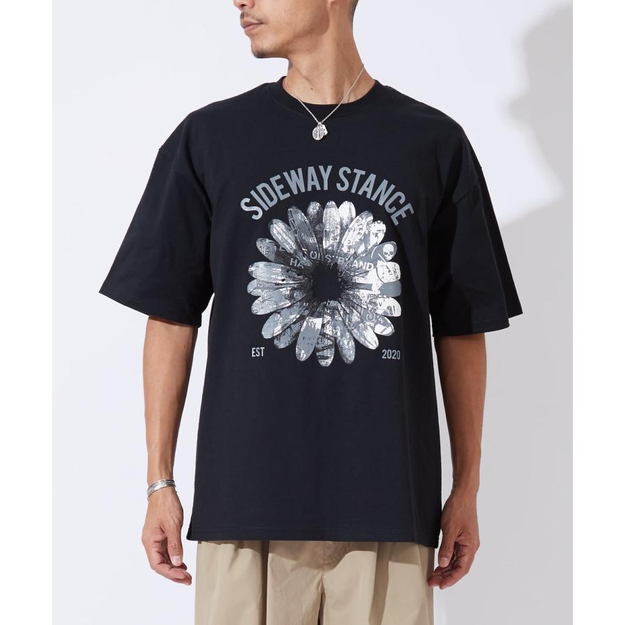 半袖Tシャツ メンズ レディース モノクロフラワー プリント 綿100 ビッグシルエット SIDEWAY STANCE オーバーサイズ ストリート 古着MIX | improves | 08