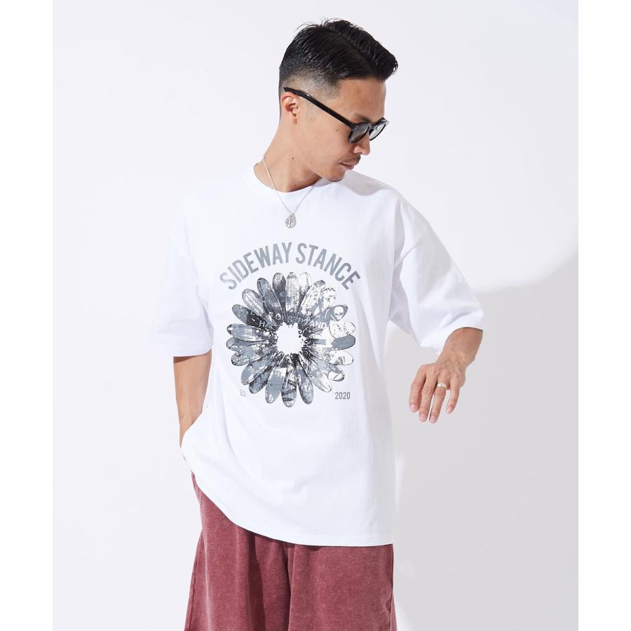 半袖Tシャツ メンズ レディース モノクロフラワー プリント 綿100 ビッグシルエット SIDEWAY STANCE オーバーサイズ ストリート 古着MIX | improves | 11