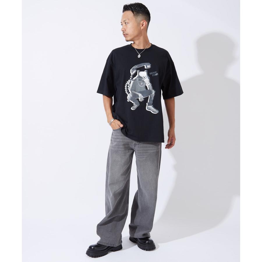 半袖Tシャツ メンズ レディース モノクロ プリント 綿100 ビッグシルエット SIDEWAY STANCE オーバーサイズ ストリート 古着MIX | improves | 07