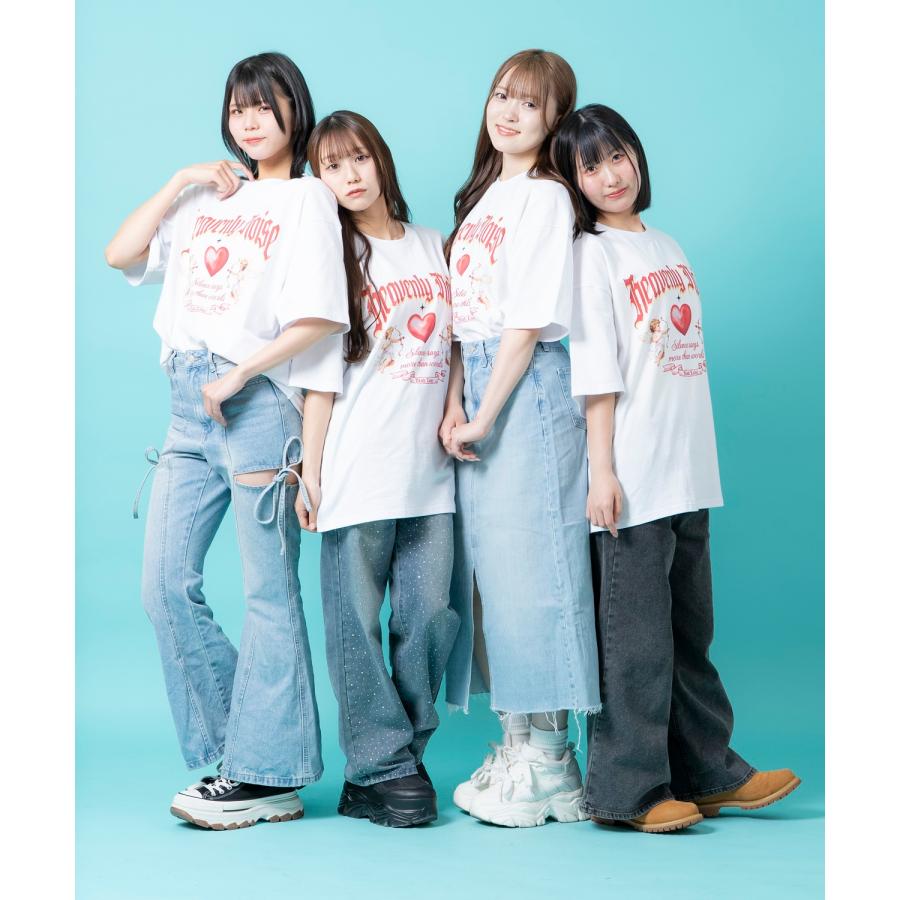 半袖Tシャツ メンズ ユニセックス ハート プリント Tシャツ カットソー かわいい アイドル アメカジ カジュアル スケーター ストリート 韓国 | improves | 02