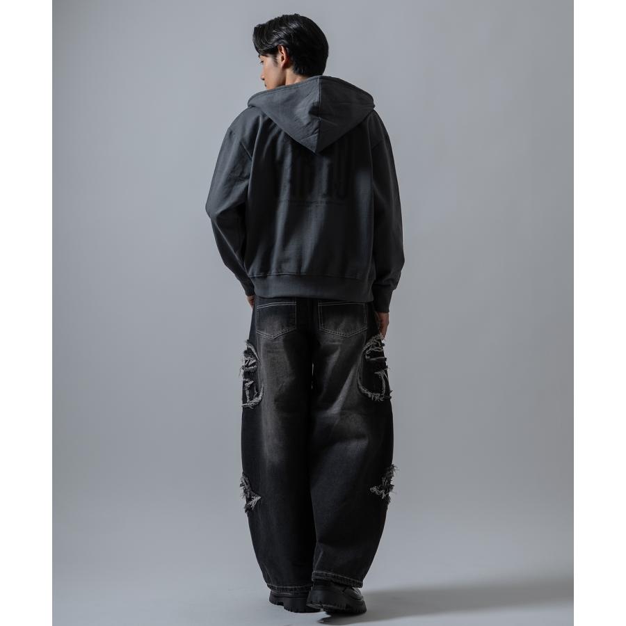 ジップパーカー メンズ レディース フェードプリント SIDEWAY STANCE 裏起毛 オーバーサイズ フーディー ストリート | improves | 05