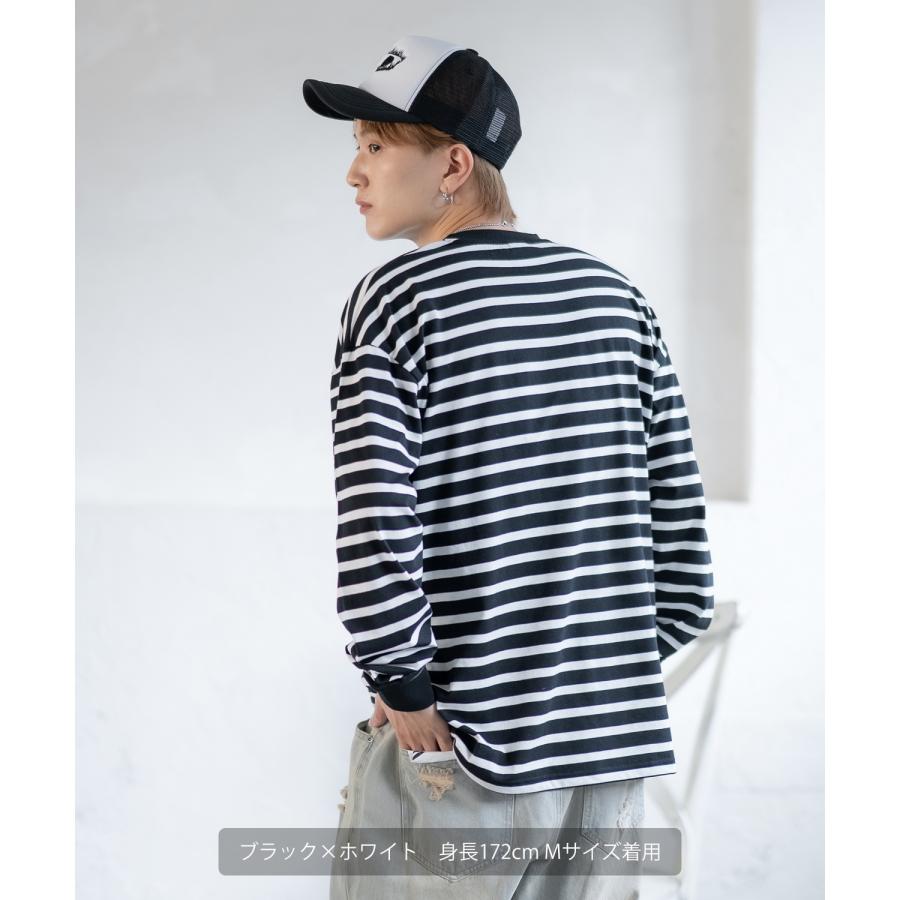 Tシャツ メンズ SIDEWAY STANCE サイドウェイスタンス ボーダー ロンT カットソー 大きめ アメカジ カジュアル スケーター ストリート 古着MIX 韓国 | improves | 07