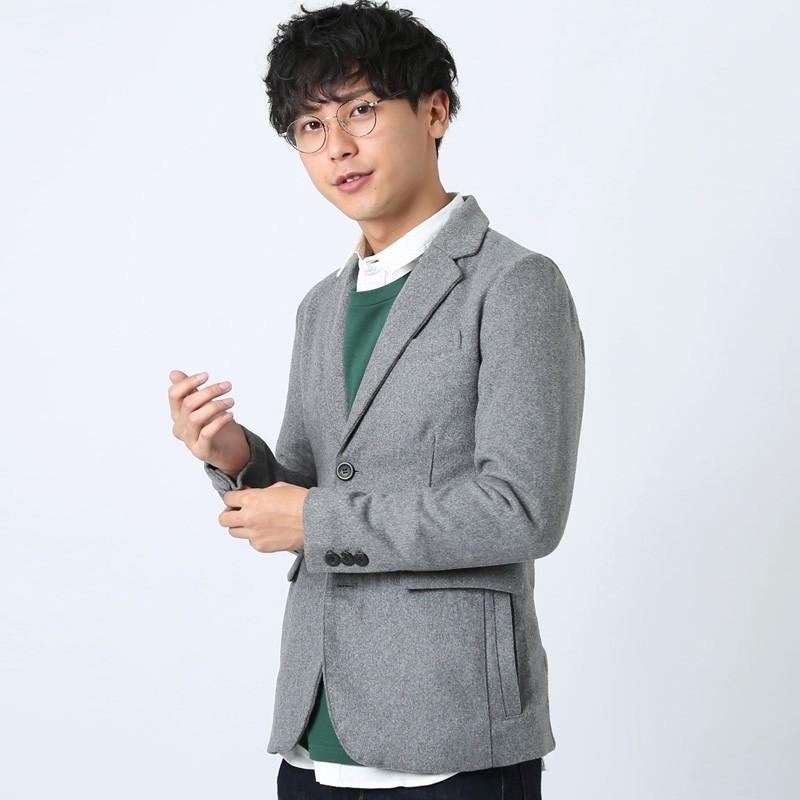 テーラードジャケット メンズ テーラード ジャケット メルトンウール ダブルボタン シングルボタン 黒 ビジネス | improves | 07