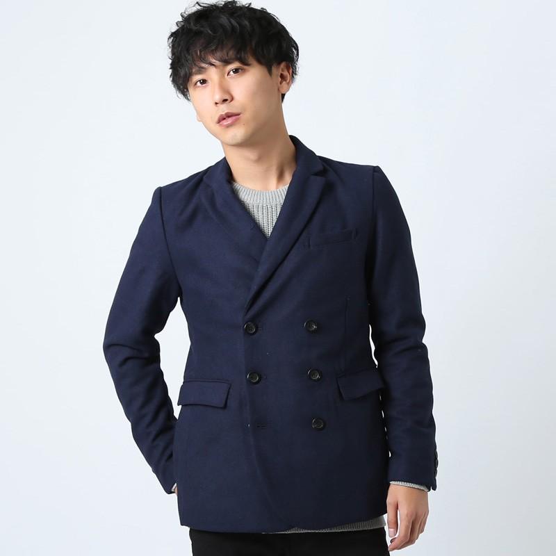 テーラードジャケット メンズ テーラード ジャケット メルトンウール ダブルボタン シングルボタン 黒 ビジネス | improves | 12