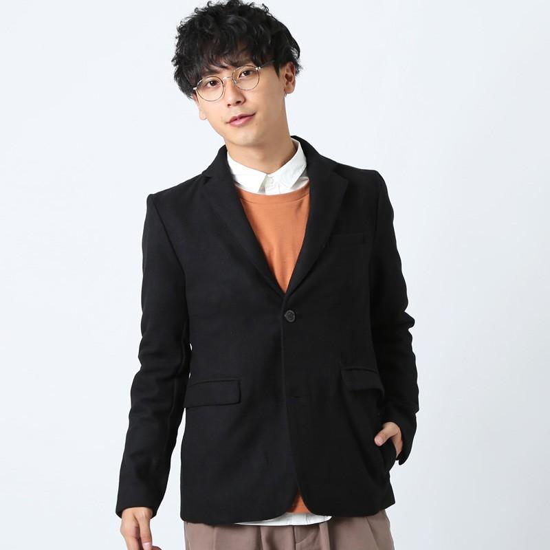 テーラードジャケット メンズ テーラード ジャケット メルトンウール ダブルボタン シングルボタン 黒 ビジネス | improves | 13