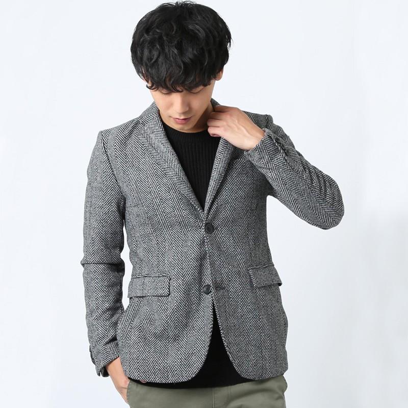 テーラードジャケット メンズ テーラード ジャケット メルトンウール ダブルボタン シングルボタン 黒 ビジネス | improves | 15