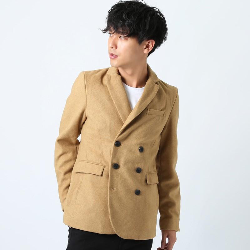 テーラードジャケット メンズ テーラード ジャケット メルトンウール ダブルボタン シングルボタン 黒 ビジネス | improves | 06